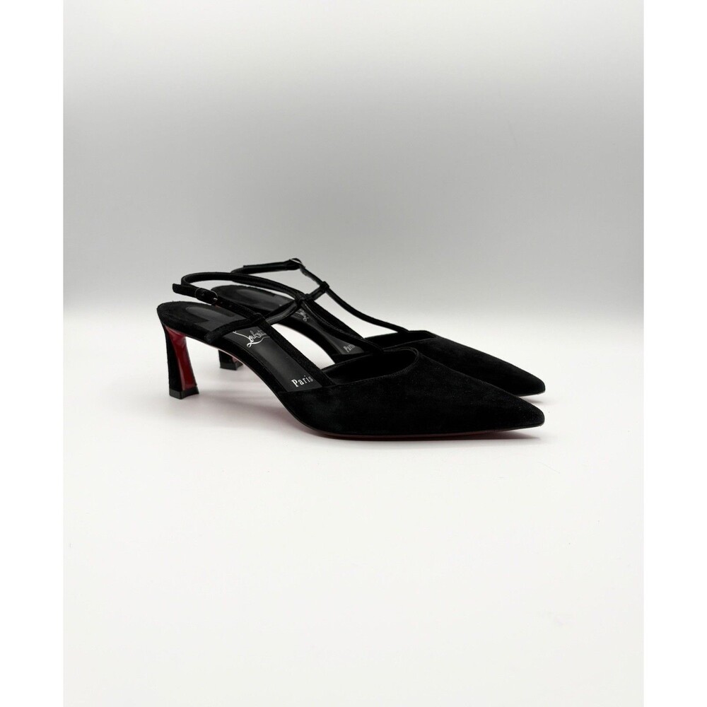 Christian Louboutin Condoroline 55 Black Suede Slingback Heels Size EU 37